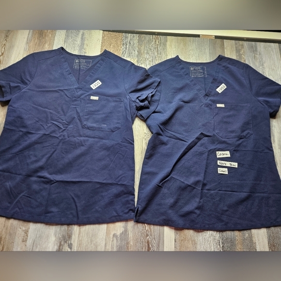 Figs Scrubs Casma Top Navy Blue Small Lot of TWO 2 FW1100 - Picture 4 of 9